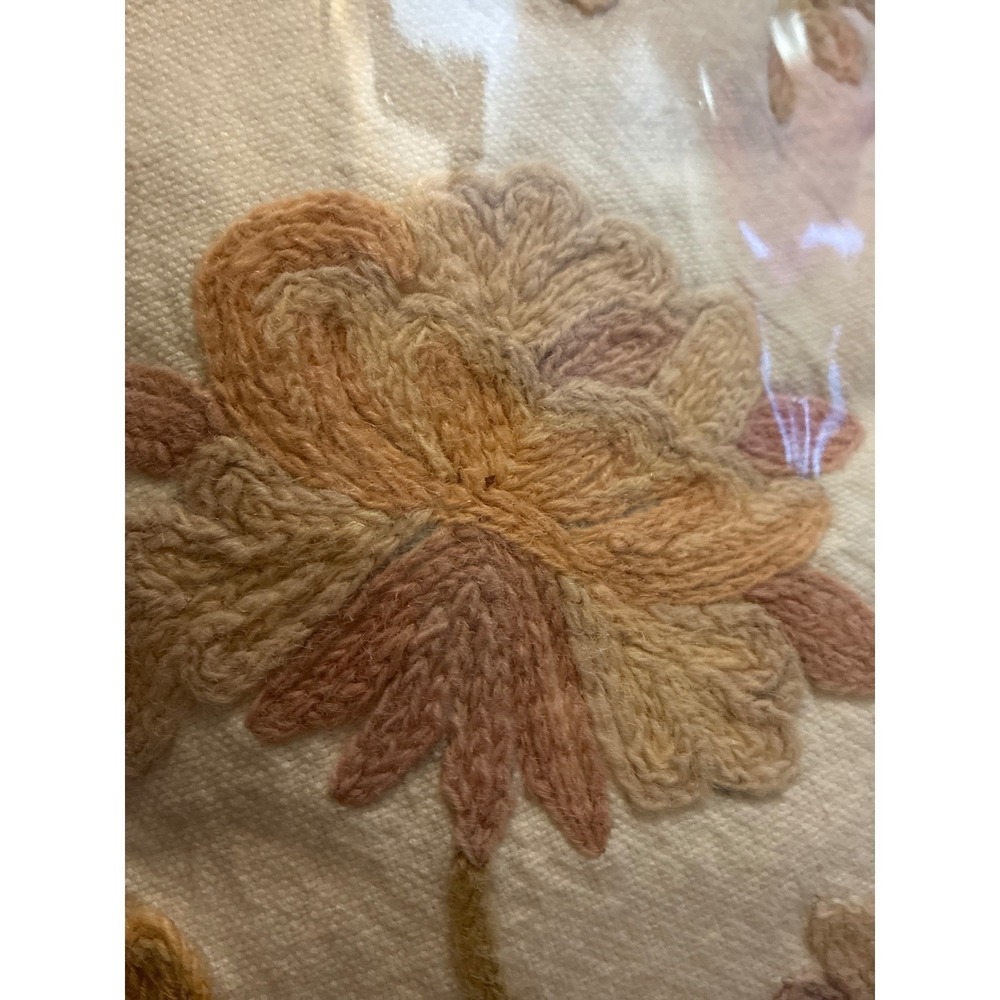 King Boho Crewel Embroidered Floral Quilt Anthropologie Style Cottagecore - Picture 3 of 5